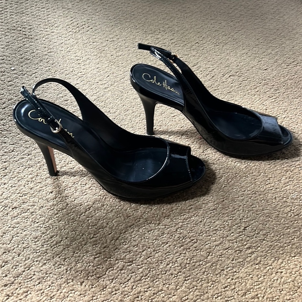 Cole Haan Nike Air Patent Slingback peep toe heels
